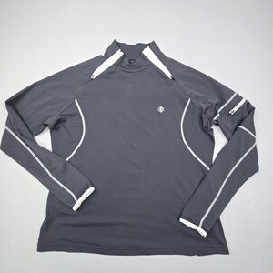 Coolibar Top Women's XL Gray Double Zip Thumbholes UPF 50 Running Pullover